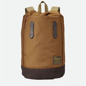 Filson small day pack backpack whiskey brown drawcord closure outdoors travel